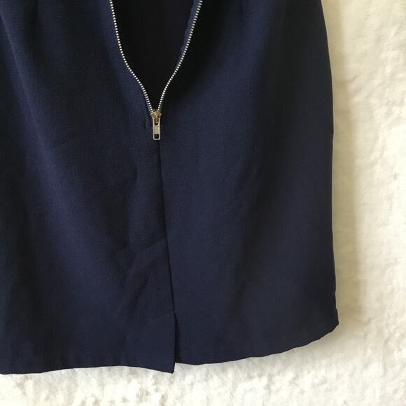 Storee Navy Blue Off-Shoulder Zip-Up Formal Dress - Picture 11 of 13